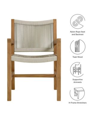 Vienna Outdoor Patio Teak and Rope Dining Armchairs Set of 2