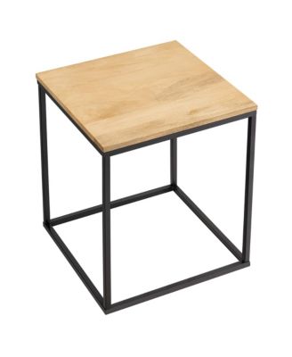 Zora Square Wood and Metal Side Table