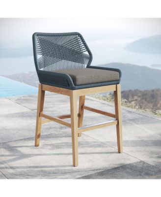 Wellspring Outdoor Patio Teak and Rope Counter Stool