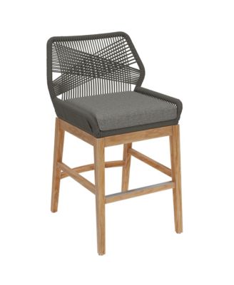 Wellspring Outdoor Patio Teak and Rope Counter Stool