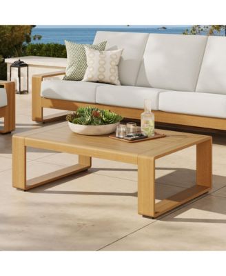 Lirienne Outdoor Patio Aluminum Faux Wood Coffee Table