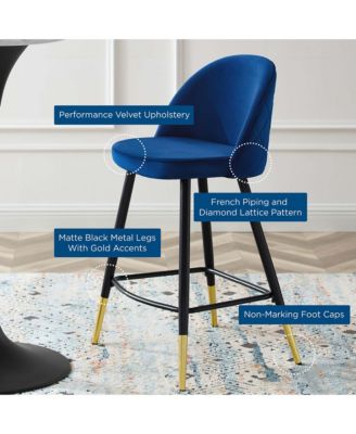 Cordial Performance Velvet Counter Stools, Set of 2