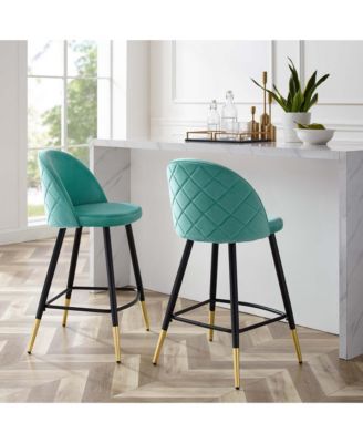 Cordial Performance Velvet Counter Stools, Set of 2