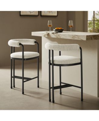 Turin Curved Back Boucle and Metal Counter Stool