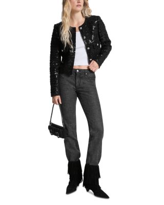 Cropped Sequin Tweed Jacket