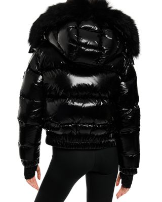 Luxe Stormi Shearling Trim Hooded Down Coat