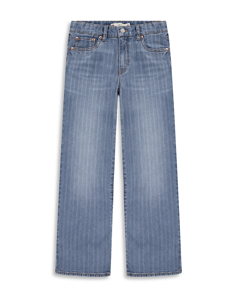 Levi's Big Girls Textured Striped Wide Leg Jeans In Blue