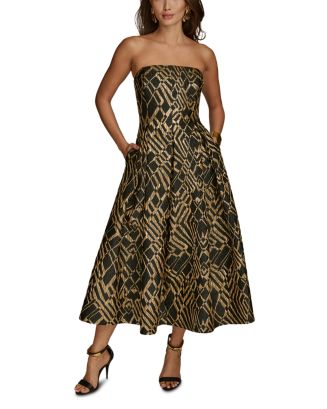 Donna Karan Jacquard Strapless Fit and Flare Dress | Bloomingdale's Women