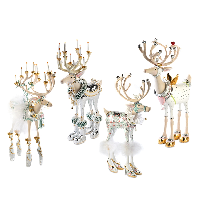 Mackenzie-childs Patience Brewster Moonbeam Reindeer Figures, Set Of 4 In White