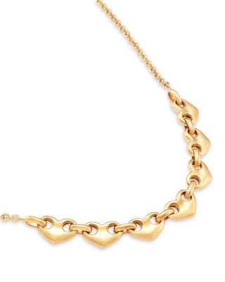 Heart Link Collar Necklace in 14K Yellow Gold, 16-18"