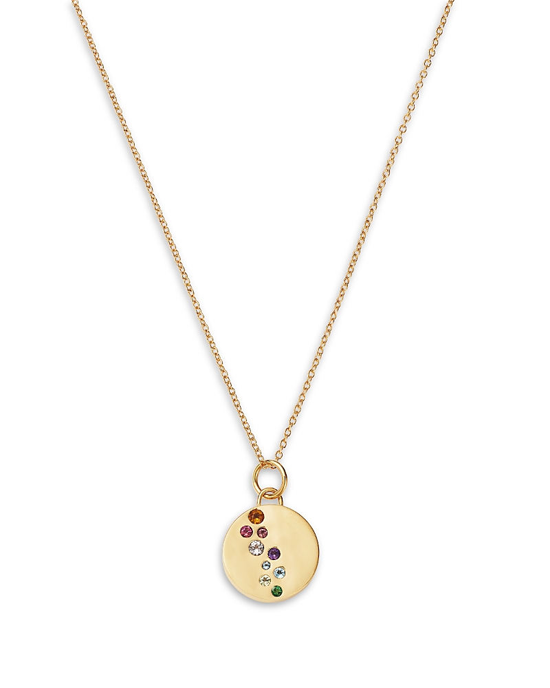 Moon & Meadow Multicolor Gemstone Disc Pendant Necklace in 14K Yellow Gold