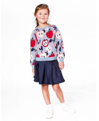 Girls' Knit Sweater with Apple Heart Jacquard - Big Kid