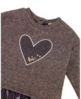 Girls' Bi-Material Dress with Mesh Skirt - Little Kid