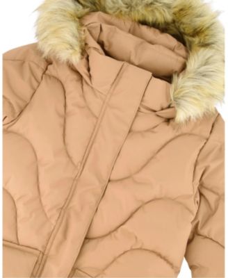 Girls' Long Wavy Quilt Puffy Winter Coat - Little Kid
