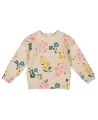 Girls' Knitted Floral Sweater - Little Kid