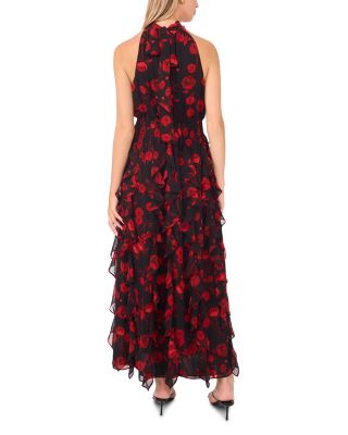 Floral Ruffle Cascading Maxi Dress