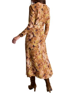 Piper Long Sleeve Cowl Neck Dress in Floral Crepe