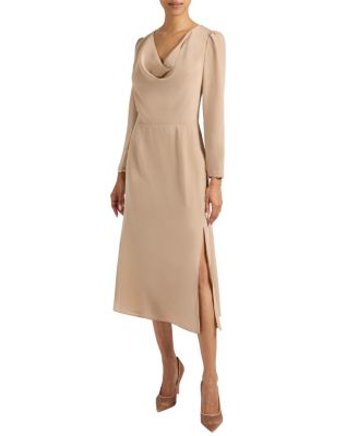 Piper Long Sleeve Cowl Neck Silk Dress