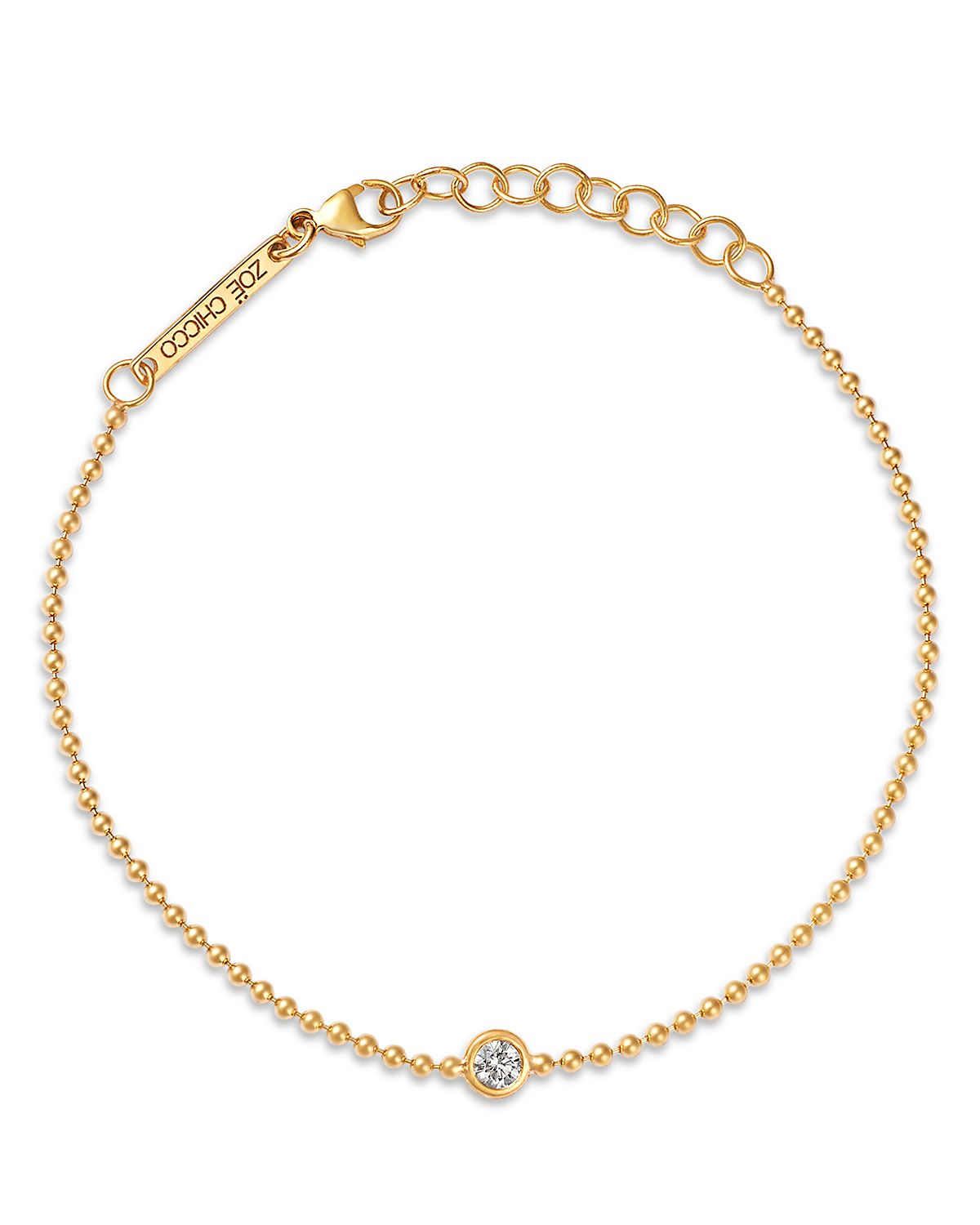 Zoe Chicco 14K Yellow Gold Floating Diamonds Bezel Solitaire Chain Link Bracelet