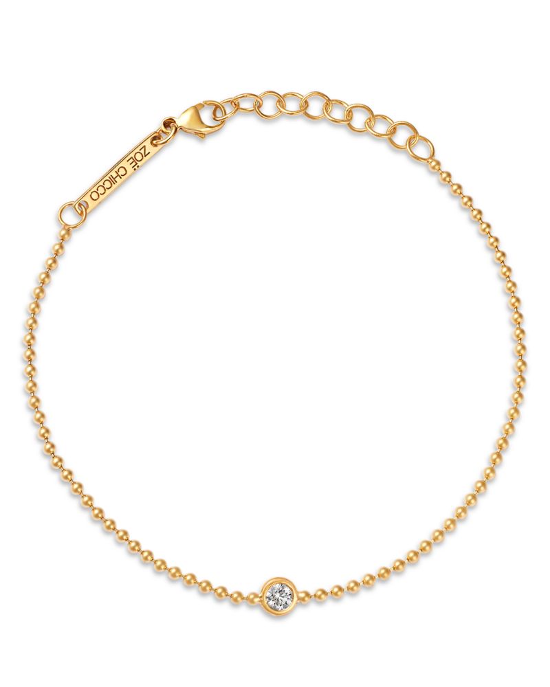 Zoë Chicco 14K Yellow Gold Floating Diamonds Bezel Solitaire Chain Link Bracelet