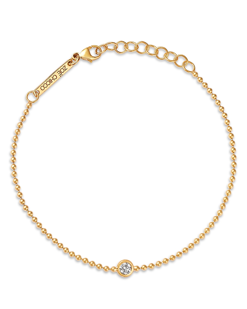Zoe Chicco 14K Yellow Gold Floating Diamonds Bezel Solitaire Chain Link Bracelet