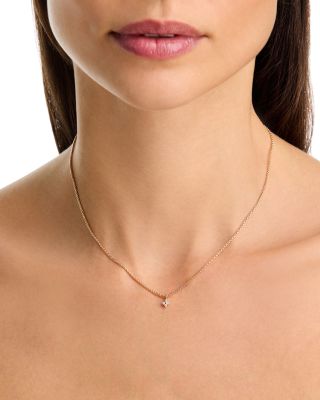 14K Yellow Gold Prong Diamonds Flower Cluster Pendant Necklace, 14-16"