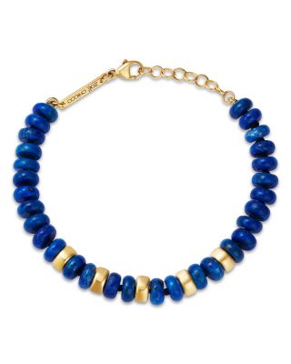 14K Yellow Gold Lapis Rondelle Bead Bracelet