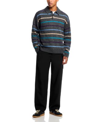 Wool Blend Sleeve Polo Sweater