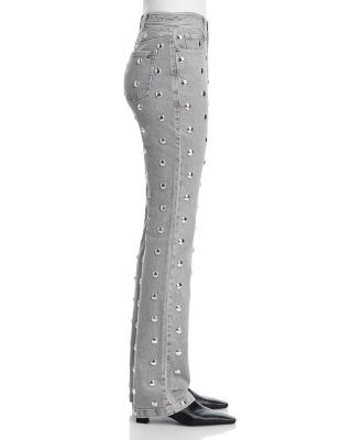 Sammy Studded High-Rise Denim Jeans in Lune/Silver 