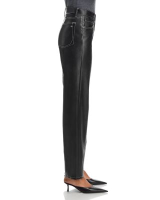 Shea High Rise Faux Leather Straight Leg Jeans in Black 
