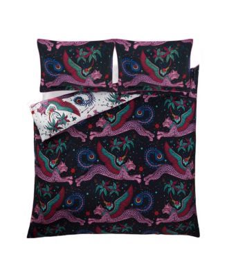 Lynx Navy Print Duvet Cover, Queen
