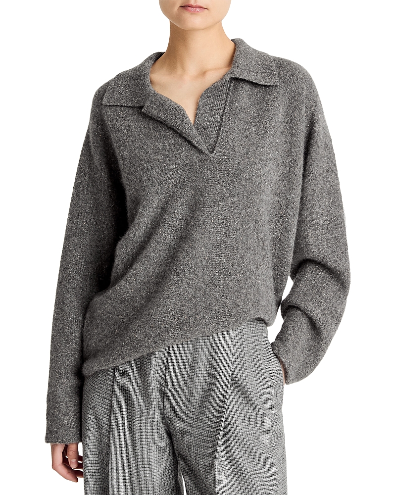 Vince Donegal Dolman Polo Collar Cashmere Sweater
