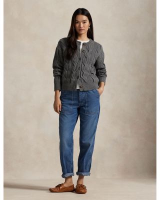 Cable Knit Wool Cashmere Cardigan Sweater