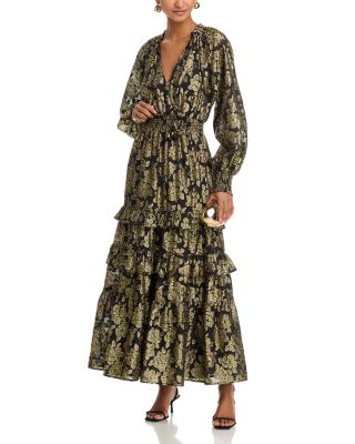 Metallic Jacquard Tiered Dress - Exclusive