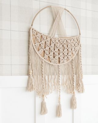 Charlie Farmhouse Macrame Boho Toy Storage with Tassels