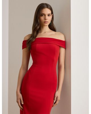 Crepe Off The Shoulder Gown