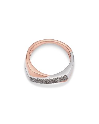 Champagne Diamond Crossover Ring in 14K White & Rose Gold, 0.27 tcw