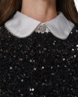 Sequinned Collared Dress