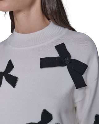 3D Bow Mock Neck Sweater