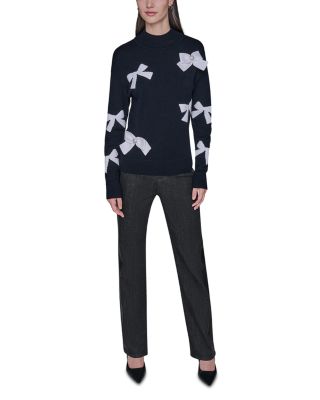 3D Bow Mock Neck Sweater