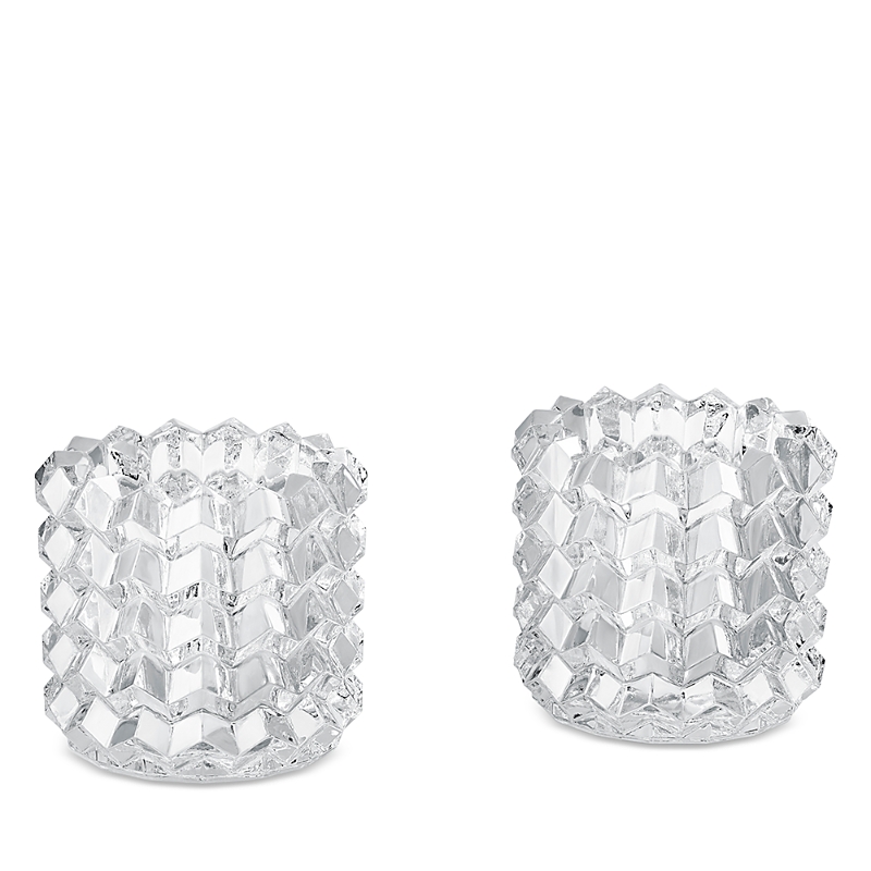 Baccarat Zig Zag Votives Candle Holders, Set Of 2 In Silver