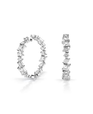  Illuminate Hoops in 14K White Gold, 18.3ctw Mixed Shaped Lab Grown Diamonds