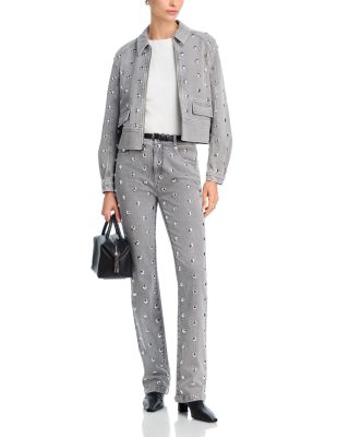 Sammy Studded High-Rise Denim Jeans in Lune/Silver 