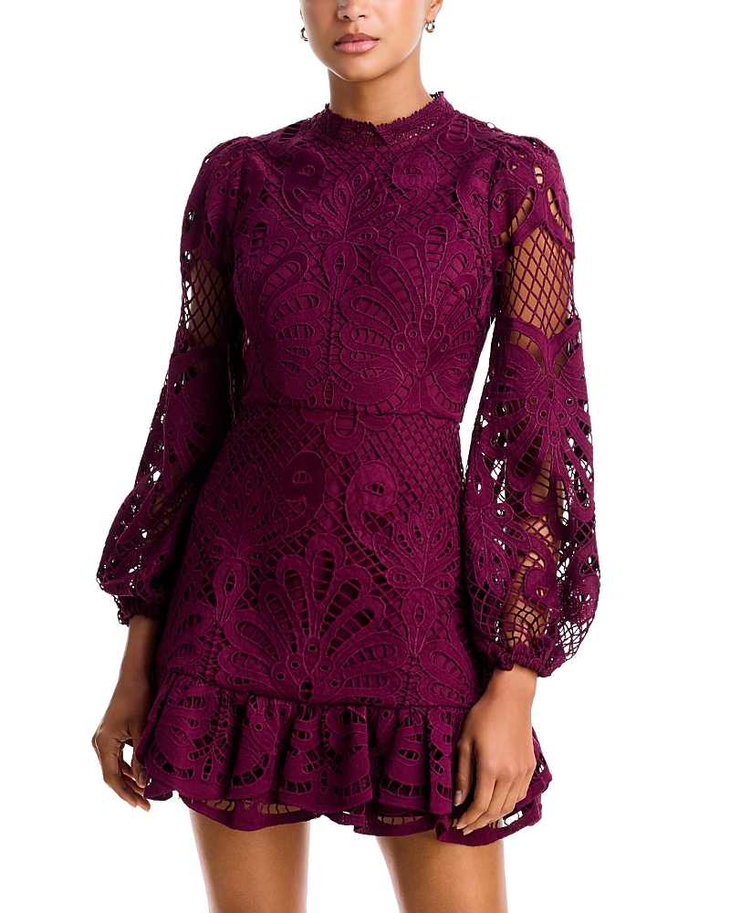 Aqua Long Sleeve Lace Dress - Exclusive