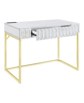 Prelli Steel Base 1-Drawer Writing Desk with USB Port and Outlet