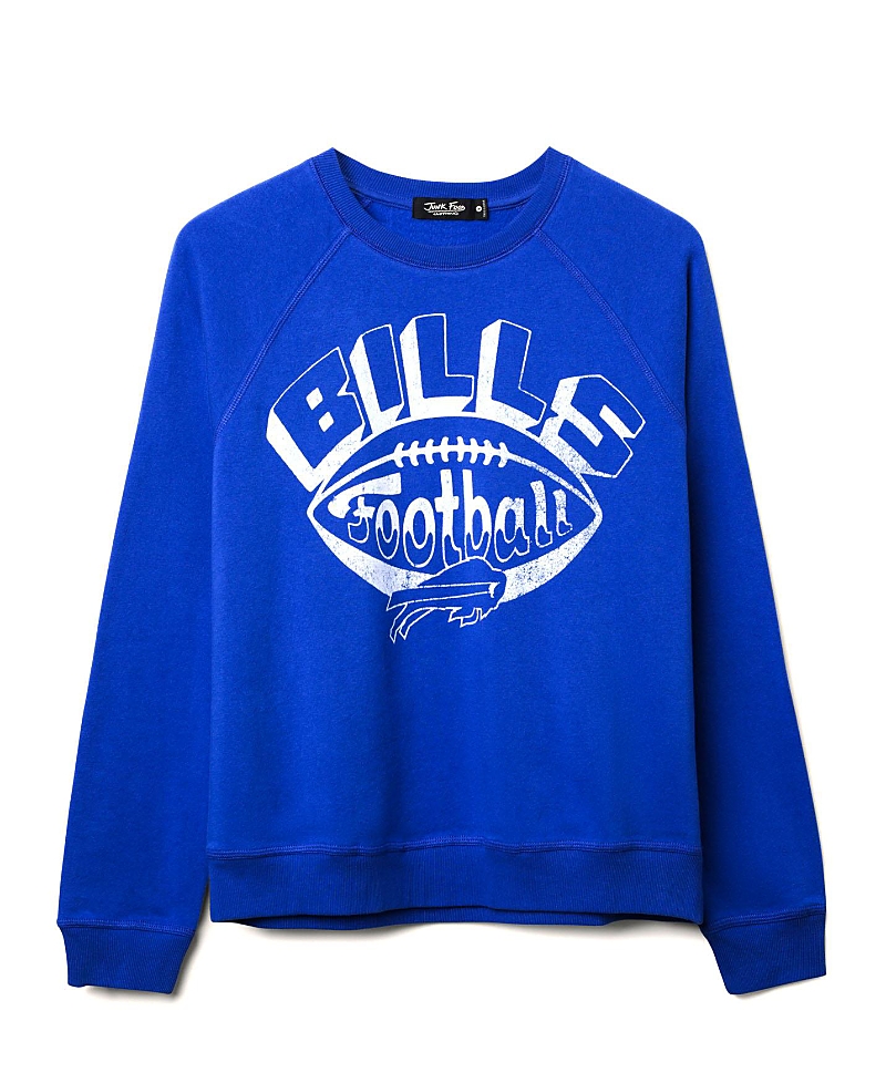 Junk Food Clothing Women's Nfl Buffalo Bills Football Raglan Crew Fleece In Blue