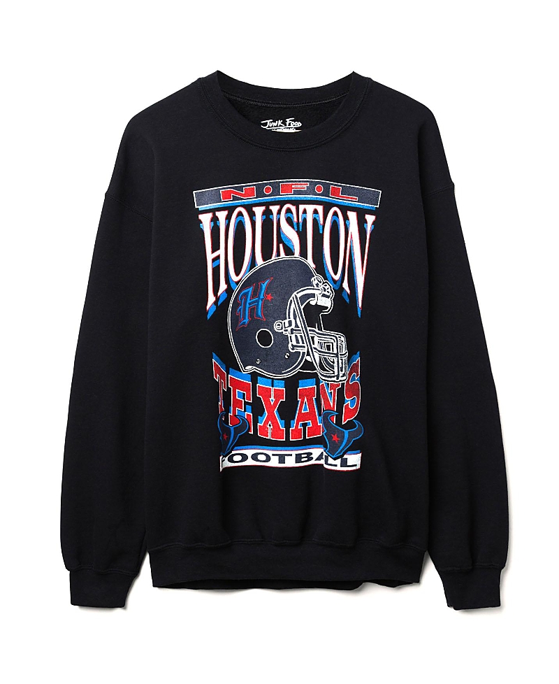 Junk Food Clothing Unisex Nfl Houston Texans Helmet Flea Market Crew Fleece In Black