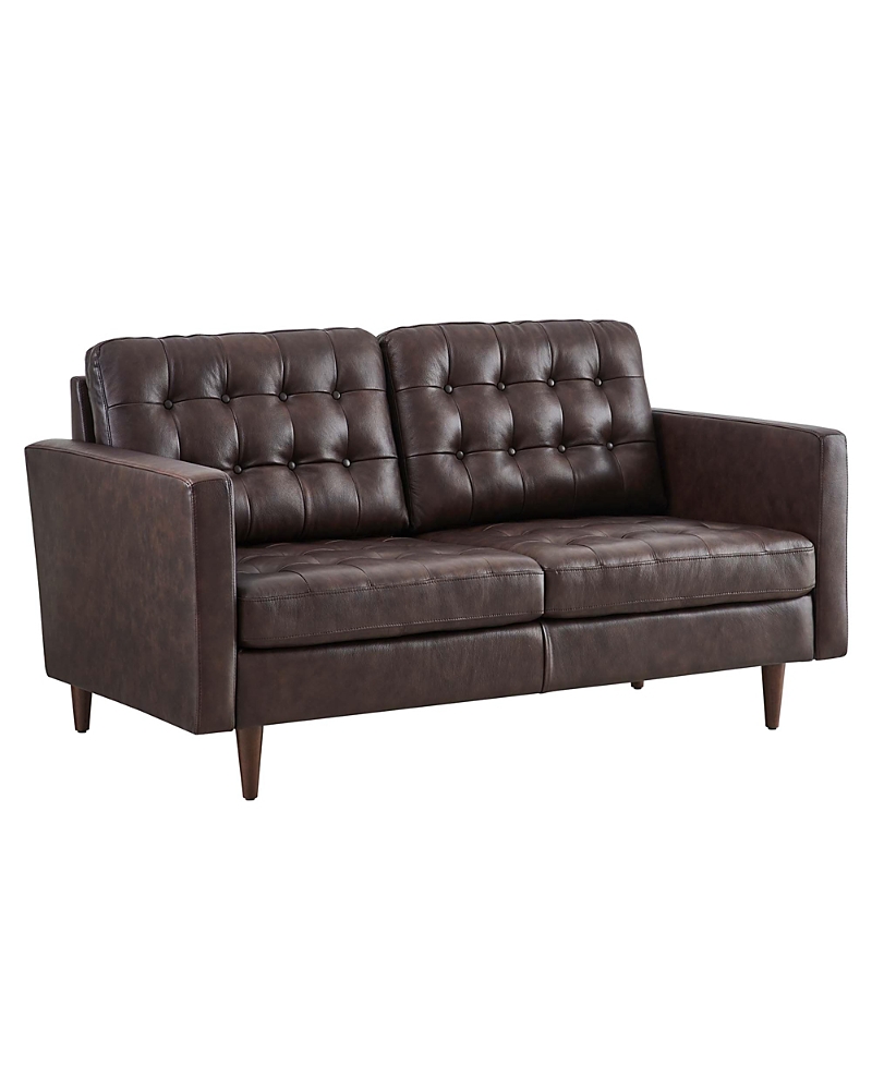 Modway Exalt Tufted Leather Loveseat In Brown