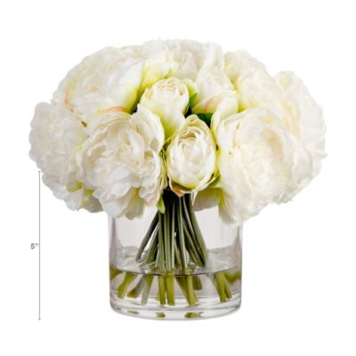 Wedding Collection 11&amp;quot; Peony Arrangement in Glass Vase