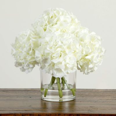 Wedding Collection 14&amp;quot; Artificial Hydrangea Arrangement in Glass Vase